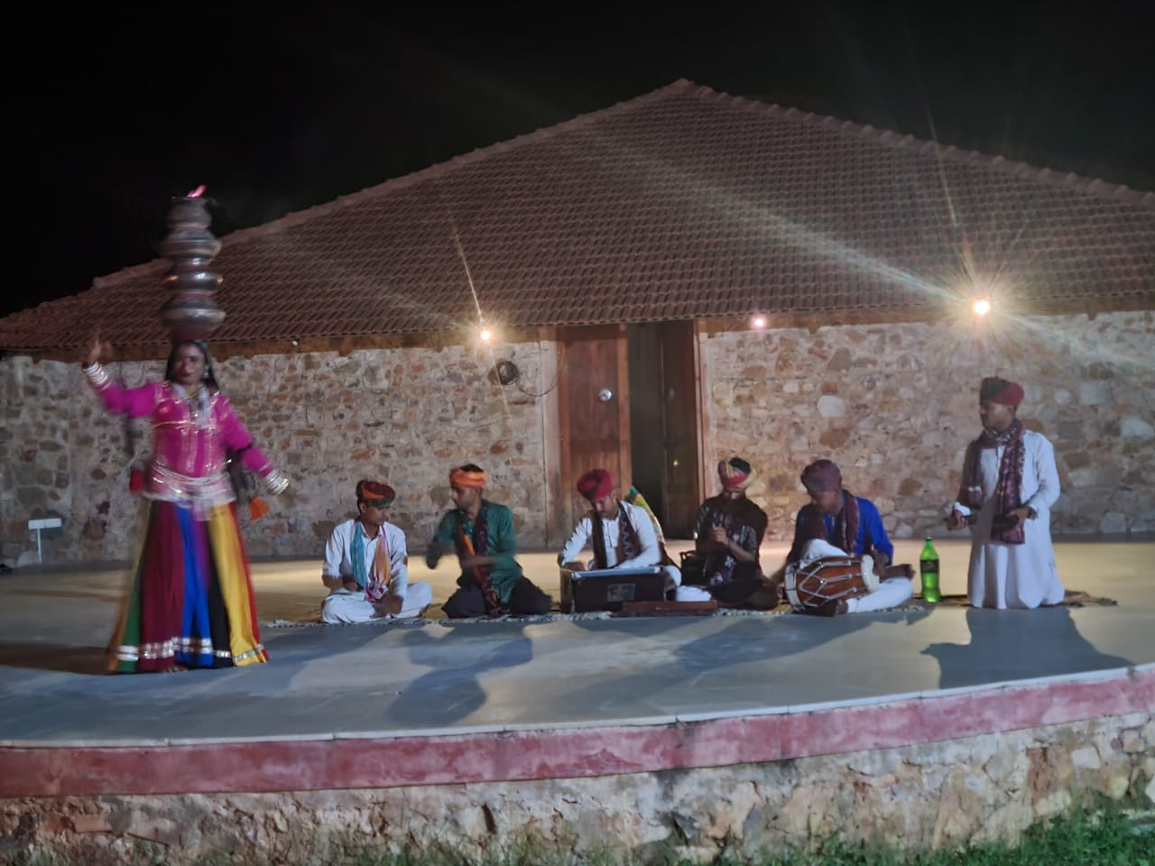 The Earth at Ranthambore- Open Air Stage, the evenings complete with local folk dance and music to entertain you.